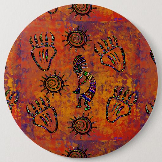 Kokopelli Art Ronde Button 6,0 Cm (Voorkant)