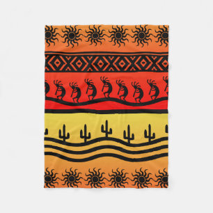 Kokopelli Aztec Tribal Desert Zuidwest Design Fleece Deken