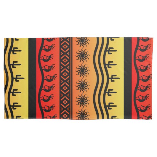 Kokopelli Aztec Tribal Pattern Southwestern Design Kussensloop (Voorkant-Links)
