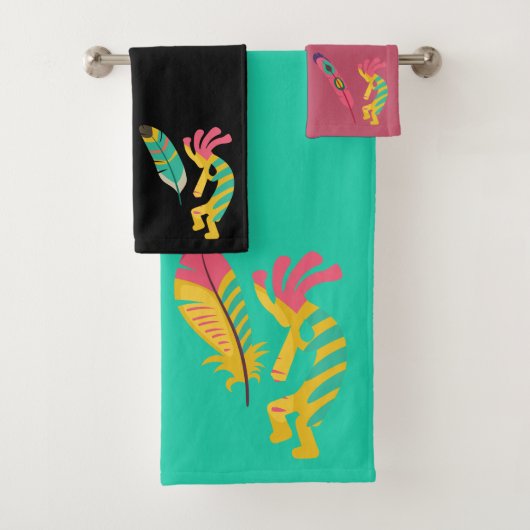 Kokopelli Bathroom Towel Set uit het zuidwesten Bad Handdoek (Insitu)
