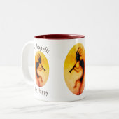 Kokopelli be Happy Inspirerend Tweekleurige Koffiemok (Voorkant links)