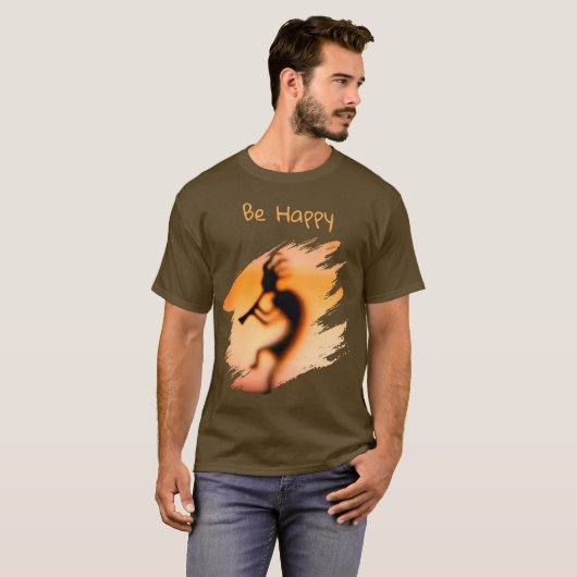 Kokopelli Be Happy   T-shirt (Voorkant volledig)