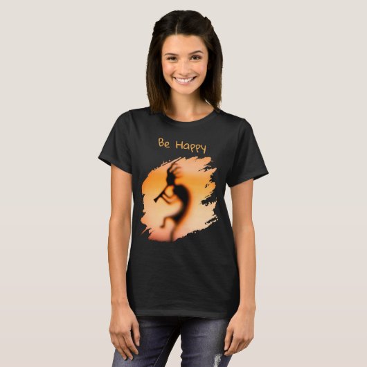 Kokopelli Be Happy   T-shirt (Voorkant volledig)
