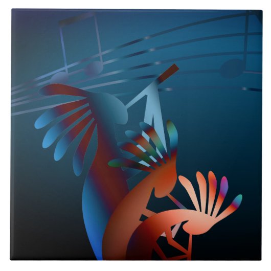 Kokopelli Blues Music 2 6" Tegeltje (Voorkant)