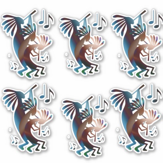 Kokopelli Blues Music Group of 6 Vinyl Sticker (Voorkant)