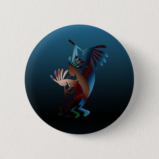 Kokopelli Blues Music Ronde Button 5,7 Cm (Voorkant)