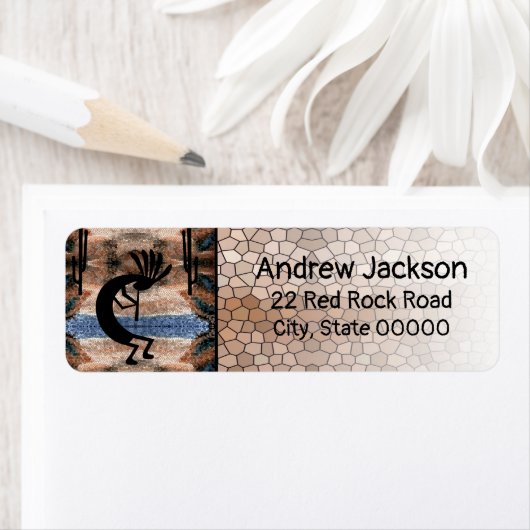 Kokopelli Brown Landscape Return Label (Insitu)