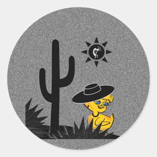 Kokopelli Chick #4 Ronde Sticker (Voorkant)