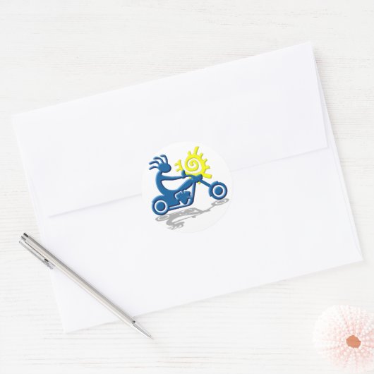 Kokopelli Chopper Ronde Sticker (Envelop)