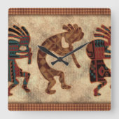 Kokopelli Clock Vierkante Klok (Voorkant)