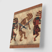 Kokopelli Clock Vierkante Klok (Hoek)
