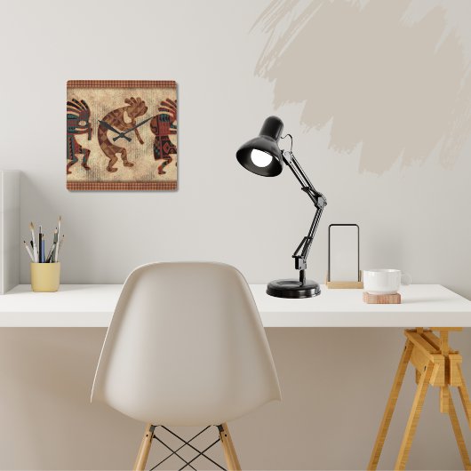Kokopelli Clock Vierkante Klok