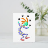 Kokopelli Clown Briefkaart (Staand voorkant)