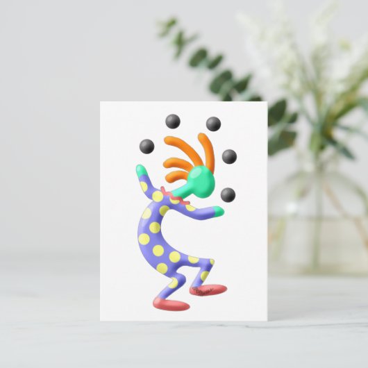Kokopelli Clown Briefkaart (Staand voorkant)