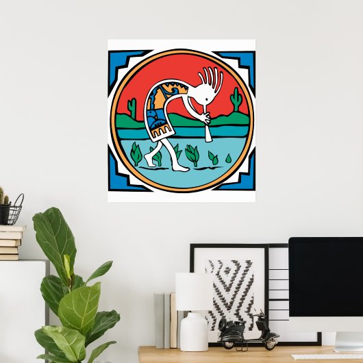Kokopelli Color Poster (Thuiskantoor)