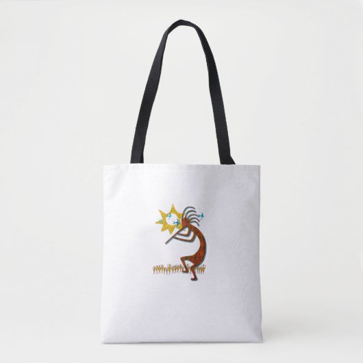 Kokopelli Concert Cool Mode Native American Tote Bag (Voorkant)