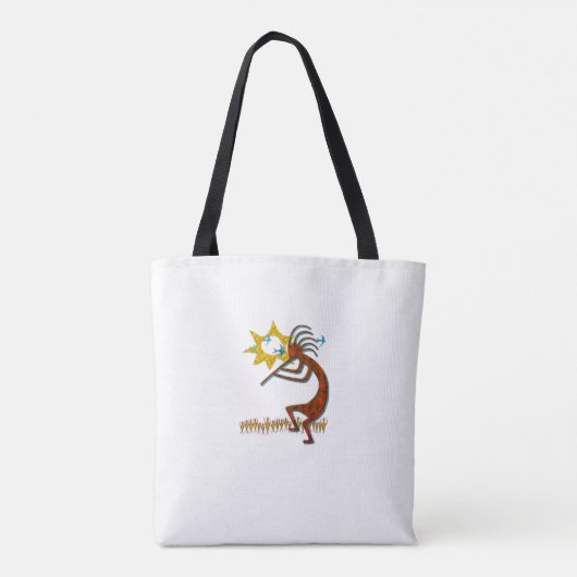 Kokopelli Concert Cool Mode Native American Tote Bag (Achterkant)