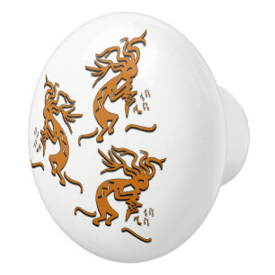 Kokopelli Dancing Musicians Keramische Knop