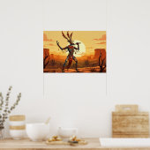 Kokopelli dansen fluit spelen op woestijnplateau poster (Keuken)