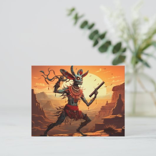 Kokopelli dansen op Cliff Edge Briefkaart (Staand voorkant)