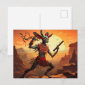 Kokopelli dansen op Cliff Edge Briefkaart (Voorkant / Achterkant)