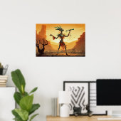 Kokopelli danst op de canyon verdieping poster (Thuiskantoor)