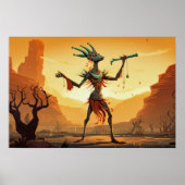 Kokopelli danst op de canyon verdieping poster (Voorkant)