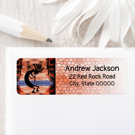 Kokopelli Desert Landscape Return Label (Insitu)