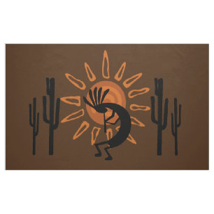 Kokopelli Desert Sun Southwest Rustic Brown DIY Stof