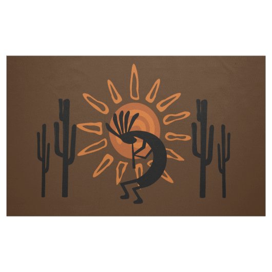 Kokopelli Desert Sun Southwest Rustic Brown DIY Stof (Fat Quarter)