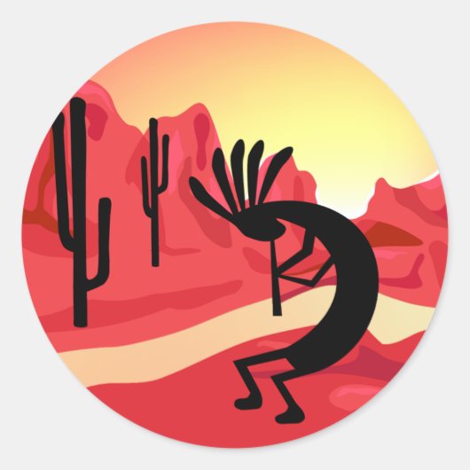 Kokopelli Desert Sunset 3" Craft Sticker (Voorkant)