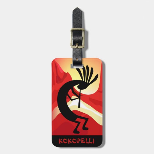 Kokopelli Desert Sunset Custom Bagagelabel (Voorkant verticaal)