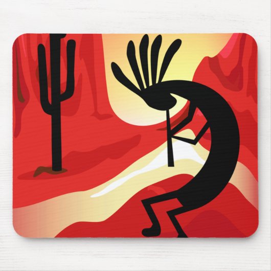 Kokopelli Desert Sunset Southwest Mousepad Muismat (Voorkant)