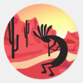 Kokopelli Desert Sunset Sticker (Voorkant)