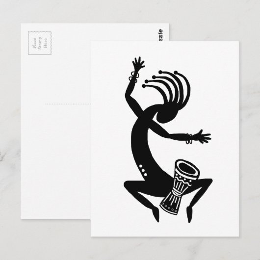 Kokopelli Drumming Briefkaart (Voorkant / Achterkant)
