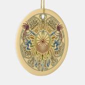Kokopelli Duo - Man in het doolhof - Dreamcatcher Keramisch Ornament (Rechts)