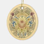 Kokopelli Duo - Man in het doolhof - Dreamcatcher Keramisch Ornament (Links)