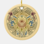 Kokopelli Duo - Man in het doolhof - Dreamcatcher Keramisch Ornament (Achterkant)