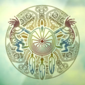 Kokopelli Duo - Man in het doolhof - Dreamcatcher  Raamsticker (Vel 3)