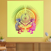 Kokopelli Duo - Man in het doolhof - Sun 1a Canvas Afdruk (Insitu (Woonkamer))