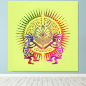 Kokopelli Duo - Man in het doolhof - Sun 1a Canvas Afdruk (Insitu (Houten vloer))