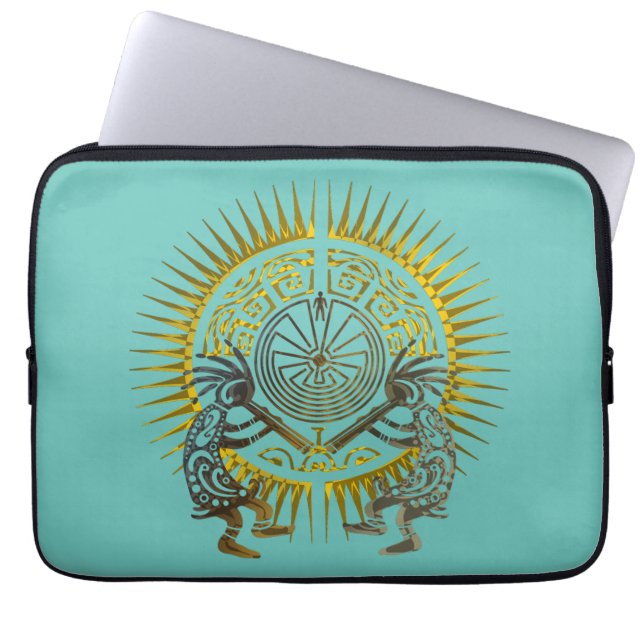Kokopelli Duo - Man in het doolhof - zo 1 Laptop Sleeve (Voorkant)