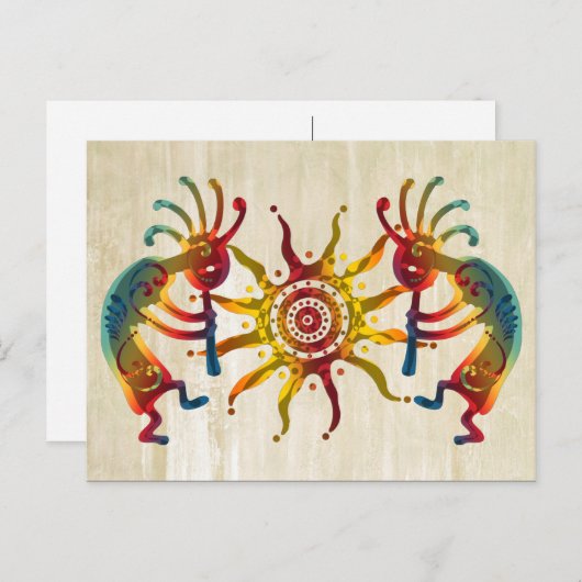 KOKOPELLI DUO SUN en uw ideeën Briefkaart (Voorkant / Achterkant)