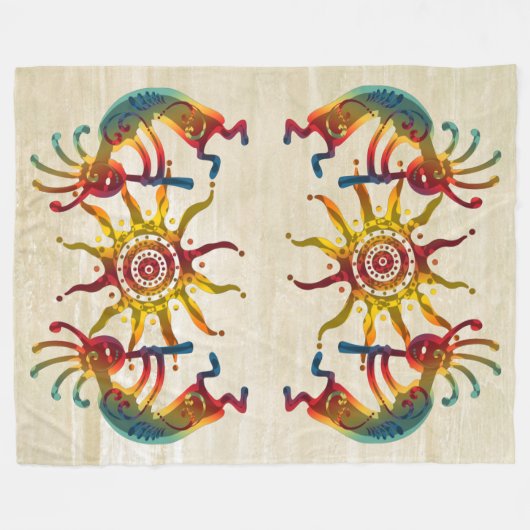 KOKOPELLI DUO SUN en uw ideeën Fleece Deken (Voorkant (Horizontaal))
