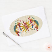 KOKOPELLI DUO SUN en uw ideeën Ovale Sticker (Envelop)
