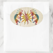 KOKOPELLI DUO SUN en uw ideeën Ovale Sticker (Tas)