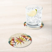 KOKOPELLI DUO SUN en uw ideeën Ronde Kartonnen Onderzetter (Insitu)