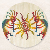 KOKOPELLI DUO SUN en uw ideeën Ronde Kartonnen Onderzetter (Voorkant)