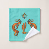 Kokopelli en cactus bad handdoek (Wasdoekje)