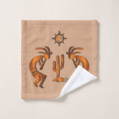 Kokopelli en cactus bad handdoek (Wasdoekje)